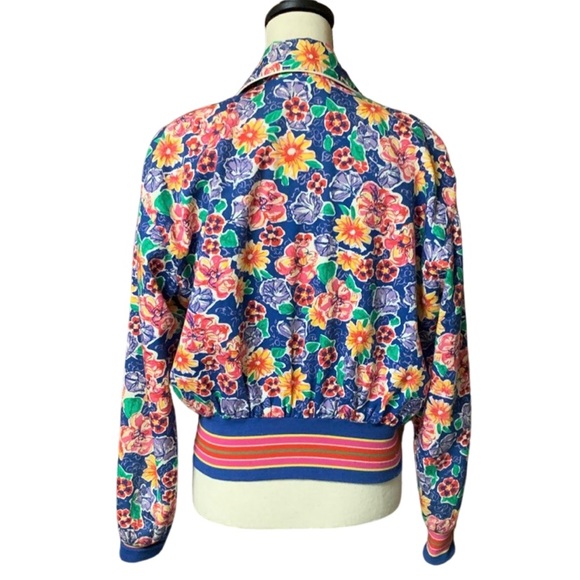 VINTAGE LILY’S OF BEVERLY HILLS 90’s Women’s Floral Zip Up Bomber Jacket - Picture 4 of 6